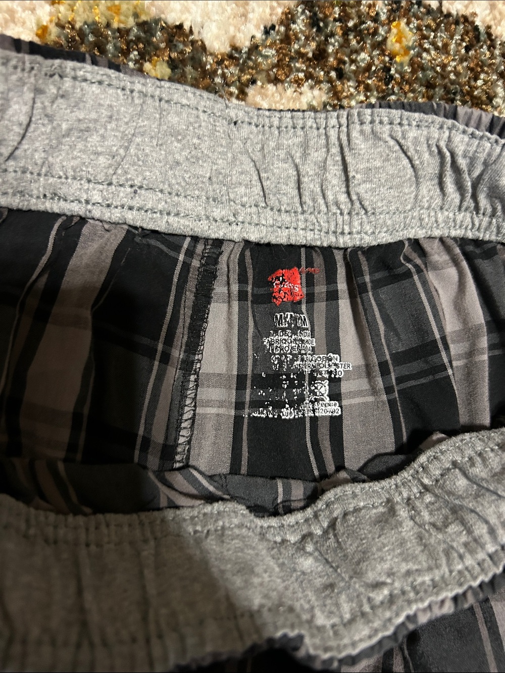 Gray Plaid PJ Lightweight Lounge Shorts with Elastic Waistband